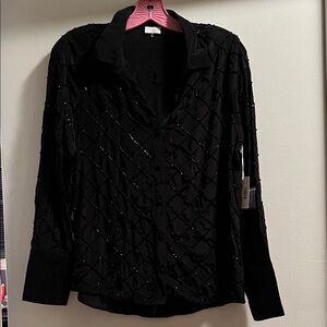 Elegant Beaded Black Women's Top